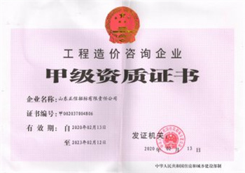工程造價咨詢企業甲級資質證書